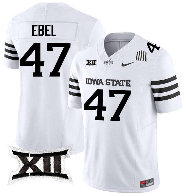 Kooper Ebel Jersey,Iowa State Cyclones #47 Kooper Ebel College Jersey Youth-2024 White